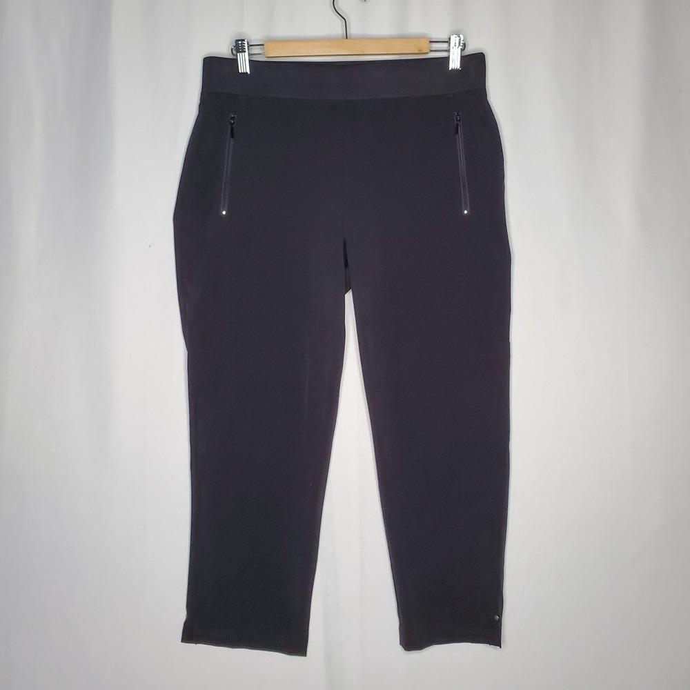 Chicos Zenergy Crop Pants Women Medium Black Stretch Straight Zip Pocket...